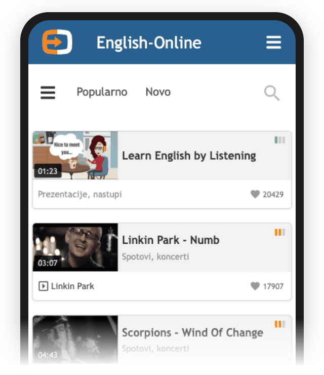 Aplikacija English-Online je dostupna za sve mobilne uređaje.